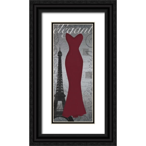 Gibbons, Lauren 10x18 Black Ornate Wood Framed with Double Matting Museum Art Print Titled - Red Dress Eiffle