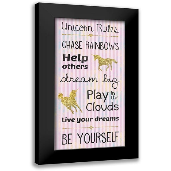 Gibbons, Lauren 11x18 Black Modern Framed Museum Art Print Titled - Unicorn Rules