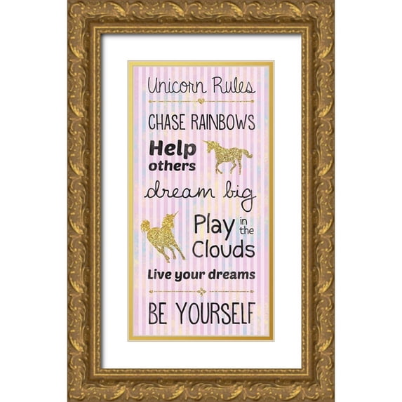 Gibbons, Lauren 11x18 Gold Ornate Wood Framed with Double Matting Museum Art Print Titled - Unicorn Rules