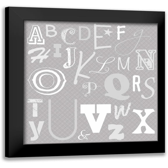 Lauren Gibbons 12x12 Black Modern Wood Framed Wall Art Titled - Kids Alphabet Gray