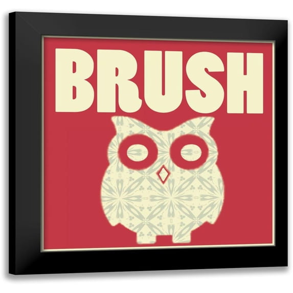 Gibbons, Lauren 12x12 Black Modern Framed Museum Art Print Titled - Owl Brush