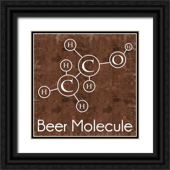 Gibbons, Lauren 12x12 Black Ornate Wood Framed with Double Matting Museum Art Print Titled - Beer Molecule Brown
