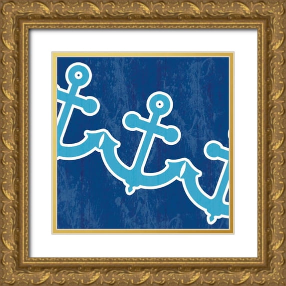 Gibbons, Lauren 12x12 Gold Ornate Wood Framed with Double Matting Museum Art Print Titled - Blue Anchor