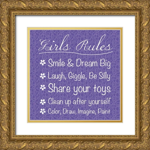Gibbons, Lauren 12x12 Gold Ornate Wood Framed with Double Matting Museum Art Print Titled - Girls Rules