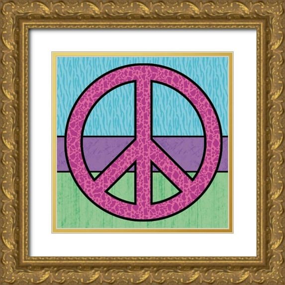 Gibbons, Lauren 12x12 Gold Ornate Wood Framed with Double Matting Museum Art Print Titled - Highlighter Peace