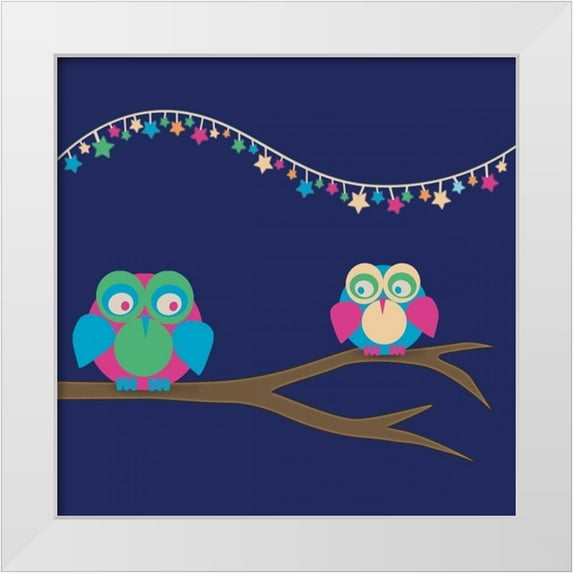 Gibbons, Lauren 12x12 White Modern Wood Framed Museum Art Print Titled - Owls of Color 2