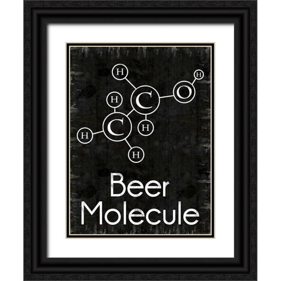 Gibbons, Lauren 12x14 Black Ornate Wood Framed with Double Matting Museum Art Print Titled - Beer Molecule Rect