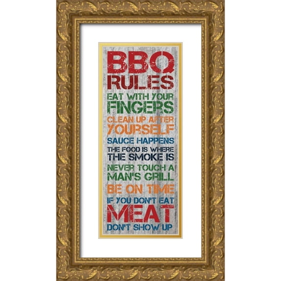 Gibbons, Lauren 12x24 Gold Ornate Wood Framed with Double Matting Museum Art Print Titled - BBQ Rules 3