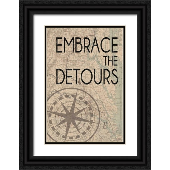 Gibbons, Lauren 13x18 Black Ornate Wood Framed with Double Matting Museum Art Print Titled - Embrace The Detours
