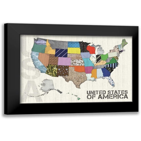 Gibbons, Lauren 14x11 Black Modern Framed Museum Art Print Titled - US Map
