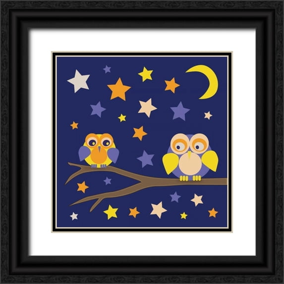 Gibbons, Lauren 15x15 Black Ornate Wood Framed with Double Matting Museum Art Print Titled - Owls of Color 3
