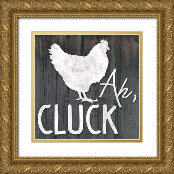 Gibbons, Lauren 15x15 Gold Ornate Wood Framed with Double Matting Museum Art Print Titled - Ah Cluck