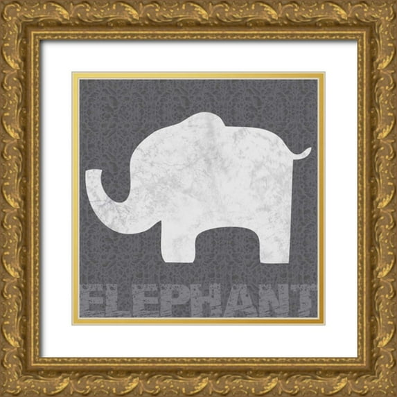 Gibbons, Lauren 15x15 Gold Ornate Wood Framed with Double Matting Museum Art Print Titled - Elephant