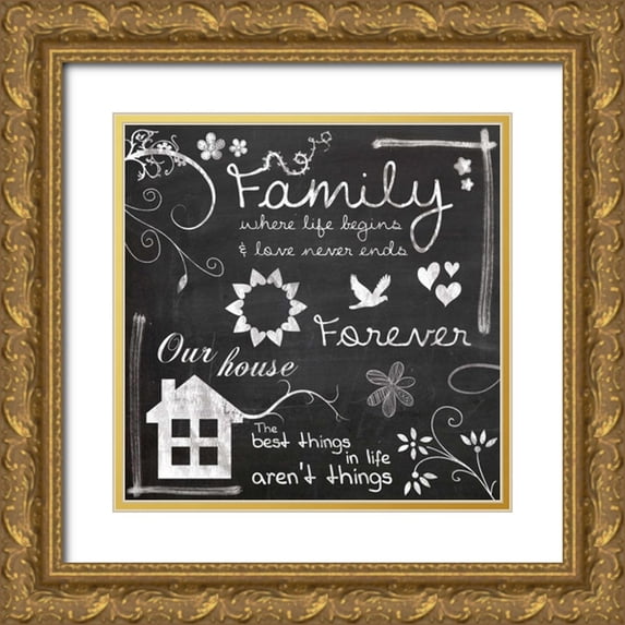 Gibbons, Lauren 15x15 Gold Ornate Wood Framed with Double Matting Museum Art Print Titled - Family Chalk