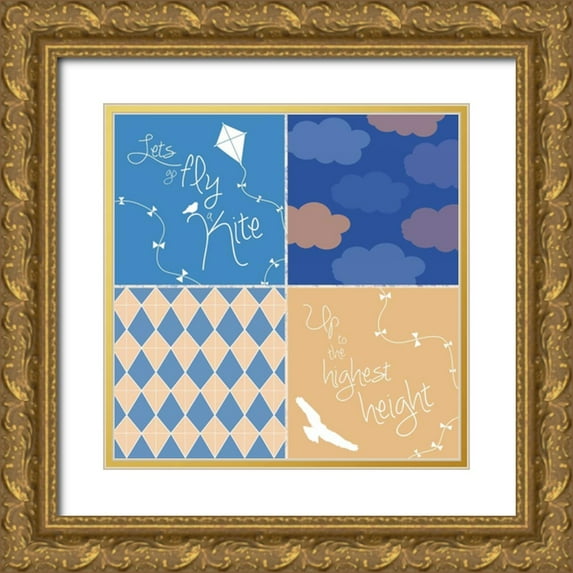 Gibbons, Lauren 15x15 Gold Ornate Wood Framed with Double Matting Museum Art Print Titled - Kite Combo