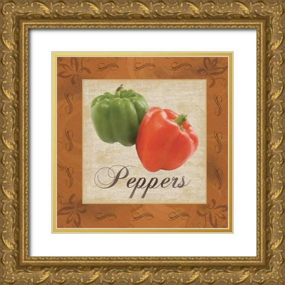 Gibbons, Lauren 15x15 Gold Ornate Wood Framed with Double Matting Museum Art Print Titled - Peppers
