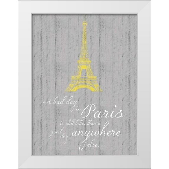 Gibbons, Lauren 19x24 White Modern Wood Framed Museum Art Print Titled - Paris Quote Gray