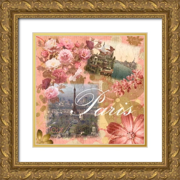 Gibbons, Lauren 20x20 Gold Ornate Wood Framed with Double Matting Museum Art Print Titled - Paris Amour Coral