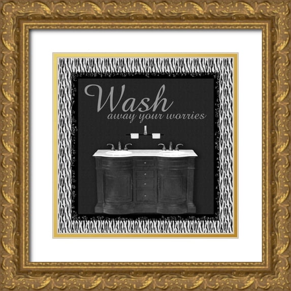 Gibbons, Lauren 20x20 Gold Ornate Wood Framed with Double Matting Museum Art Print Titled - Sink Zebra B