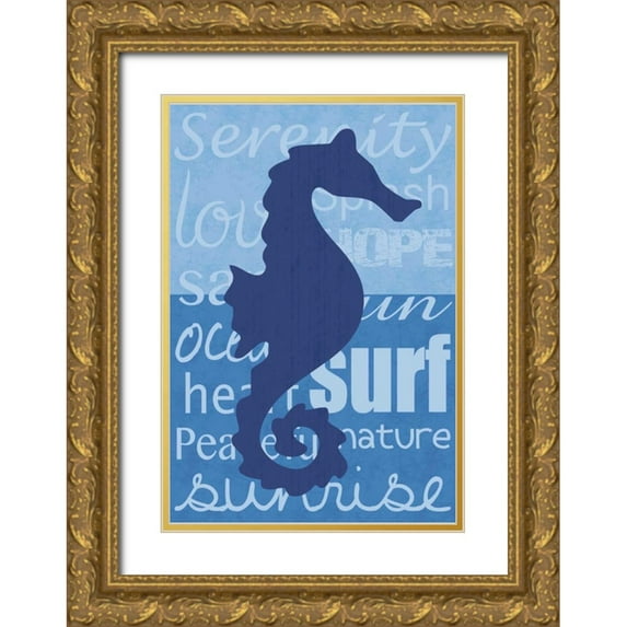 Gibbons, Lauren 23x32 Gold Ornate Wood Framed with Double Matting Museum Art Print Titled - Beach Horse