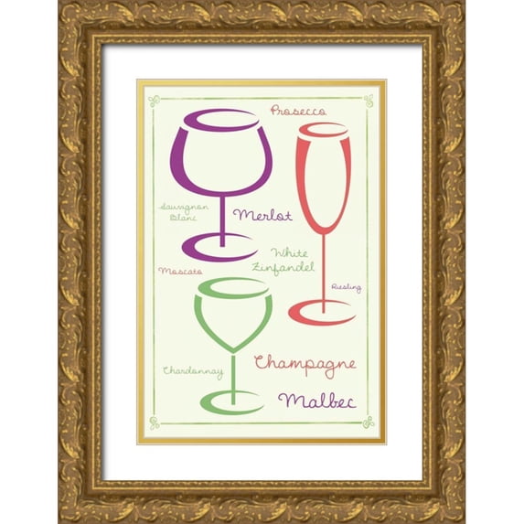 Gibbons, Lauren 23x32 Gold Ornate Wood Framed with Double Matting Museum Art Print Titled - Wine 2 C