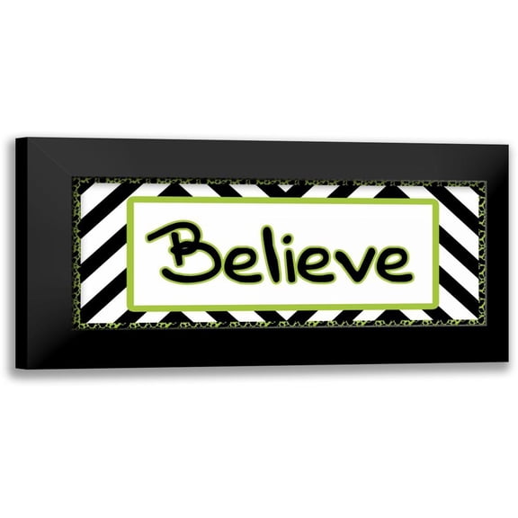 Gibbons, Lauren 24x12 Black Modern Framed Museum Art Print Titled - Tween Believe Green