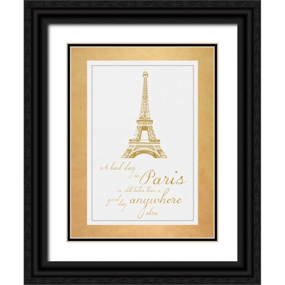 Gibbons, Lauren 25x32 Black Ornate Wood Framed with Double Matting Museum Art Print Titled - Paris Quote Gold