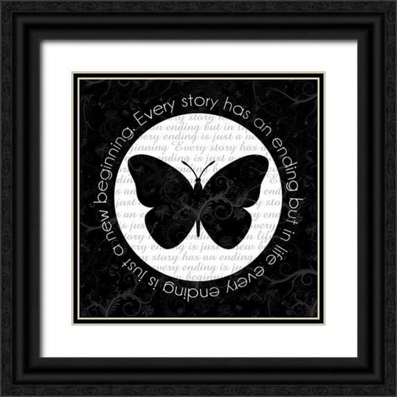 Gibbons, Lauren 26x26 Black Ornate Wood Framed with Double Matting Museum Art Print Titled - Butterfly