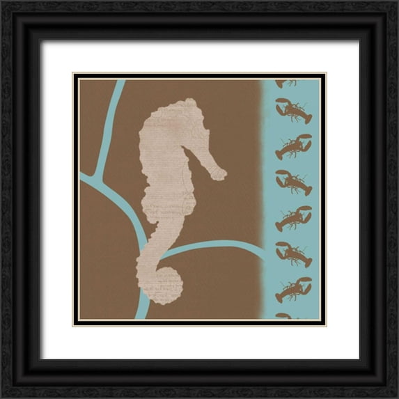 Gibbons, Lauren 26x26 Black Ornate Wood Framed with Double Matting Museum Art Print Titled - Sea Horse Pattern