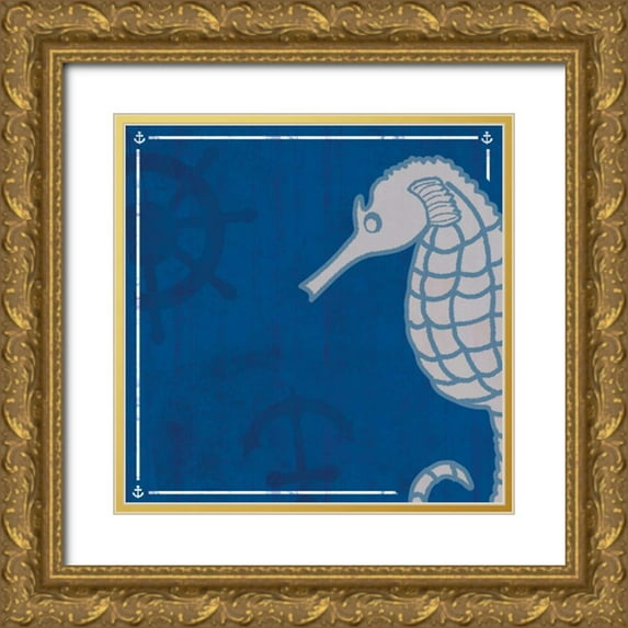 Gibbons, Lauren 26x26 Gold Ornate Wood Framed with Double Matting Museum Art Print Titled - Blue Sea Horse