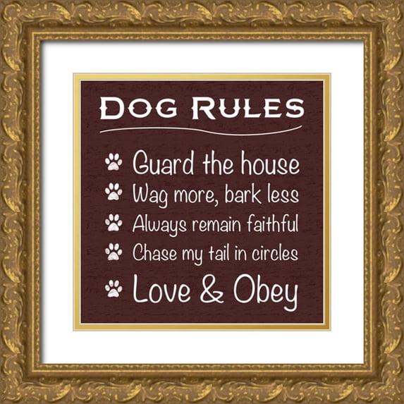 Gibbons, Lauren 26x26 Gold Ornate Wood Framed with Double Matting Museum Art Print Titled - Dog Rules