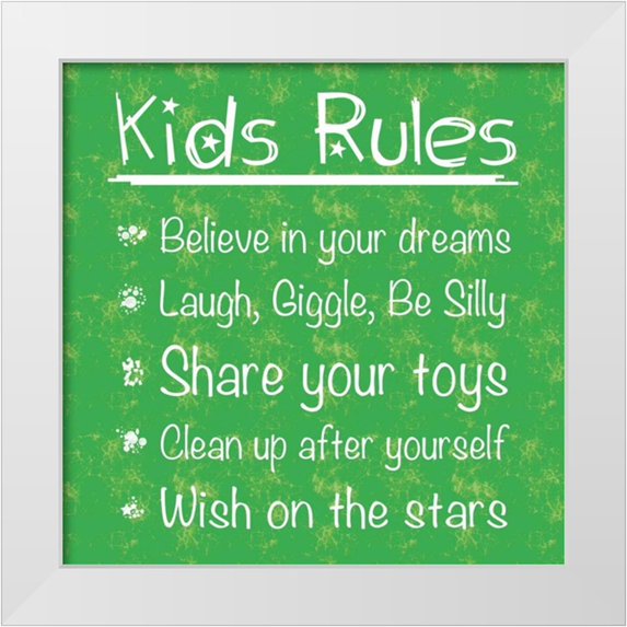 Gibbons, Lauren 26x26 White Modern Wood Framed Museum Art Print Titled - Kids Rules