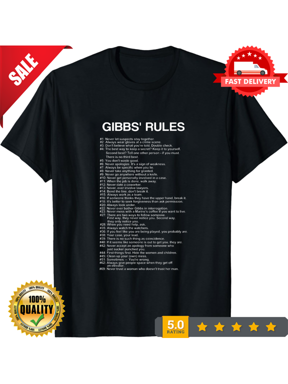 Gibbs Rules Shirt Gift Black Size up to 4XL, ULTRA LIMITED-TH69068