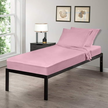 Giblin 4 Piece Set Cot Size 30" x 75" Fitted Flat Sheet Pillow Case Set Perfect for Camp Bunk Beds / RVs / Guest Beds (Pink)