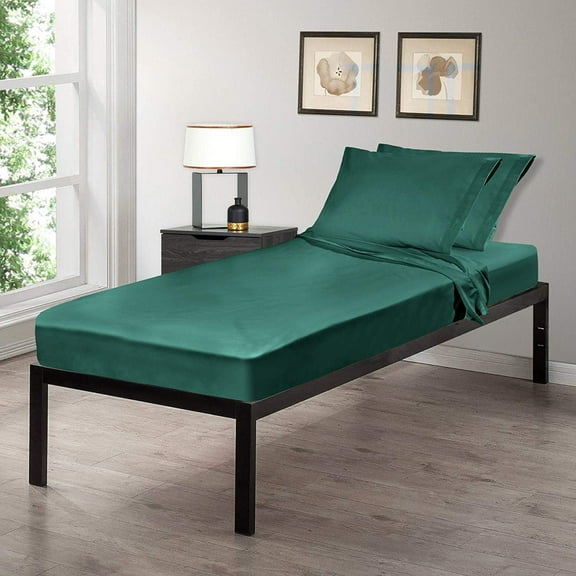 Giblin 4 Piece Set Cot Size 30" x 75" Fitted Sheet Perfect for Camp Bunk Beds / RVs / Guest Beds (Hunter Green)