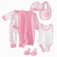 thumbnail image 1 of Gibobby 0-3 Months Newborn Infant Fall Winter Romper Set 7Pcs Boy Girl Clothes Unisex Infant Clothes Set Newborn Outfits Set Infant Winter Clothes Set,Pink, 1 of 4