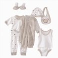 thumbnail image 1 of Gibobby 0-3 Months Newborn Infant Fall Winter Romper Set 7Pcs Boy Girl Clothes Unisex Infant Clothes Set Newborn Outfits Set Infant Winter Clothes Set,Khaki, 1 of 4