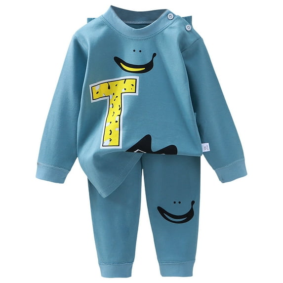 Gibobby Baby Bamboo Viscose Snug-Fit Cooling Pajamas 2-Piece Cool-Touch Sleepers, Soft All-Season Cartoon BunnyPrint Lounge Homewear,Blue,18-24 Months