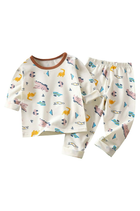 Baby Bamboo Viscose Snug-Fit Cooling Pajamas 2-Piece Cool-Touch Sleepers, Soft All-Season Cartoon BunnyPrint Lounge Homewear,White,12-18 Months