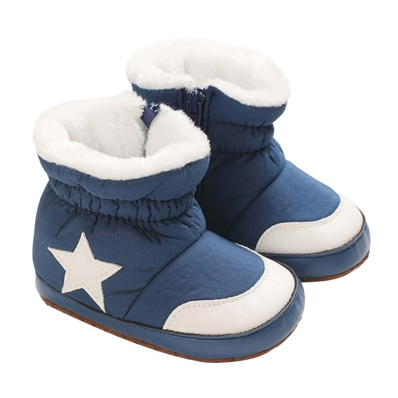 Gibobby Baby Boy Girl Boots Newborn Shoes Winter Snow Bowknot Anti-Slip Soft Sole Warm Infant Toddler Prewalker Booties(Dark Blue,12-18 Months)