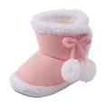 thumbnail image 1 of Gibobby Baby Boy Girl Boots Newborn Shoes Winter Snow Bowknot Anti-Slip Soft Sole Warm Infant Toddler Prewalker Booties(Pink,6-9 Months), 1 of 9