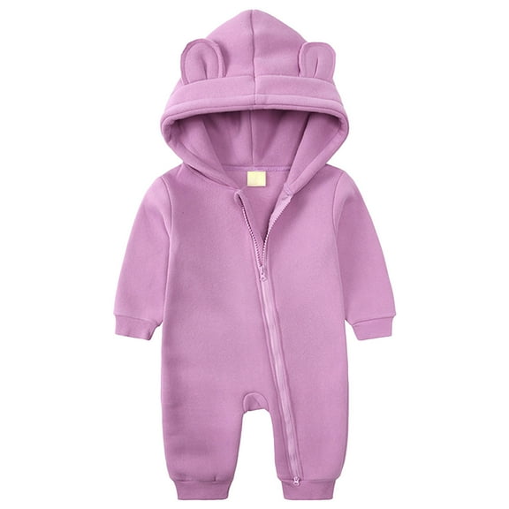 Gibobby Baby Boy Girl Fall Winter Clothes Newborn Golf Embroidery Romper Long Sleeve Jumpsuit Cute Infant One-piece Outfit(Purple,6-12 Months)