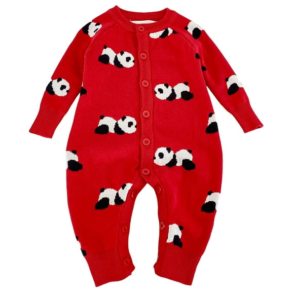 Gibobby Baby Boy Girl Fall Winter Clothes Newborn Golf Embroidery Romper Long Sleeve Jumpsuit Cute Infant One-piece Outfit(Red,6-12 Months)