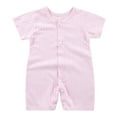 thumbnail image 1 of Gibobby Baby Boys Girls Bamboo Viscose Pajamas Short Sleeve Romper Jumpsuit Sleep and Play(Pink,0-6 Months), 1 of 4