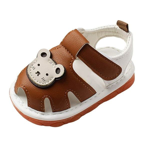 Gibobby Baby Boys Girls Summer Lightweight Soft Sole Closed-Toe Outdoor Leather Athletic Sandals(Brown,0-6 Months)