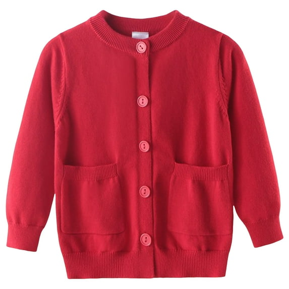 Gibobby Baby Cardigan Cable Knit Toddler Cardigan Long Sleeve Fall Winter Open Front Knit Sweaters,Red,6-7 Years