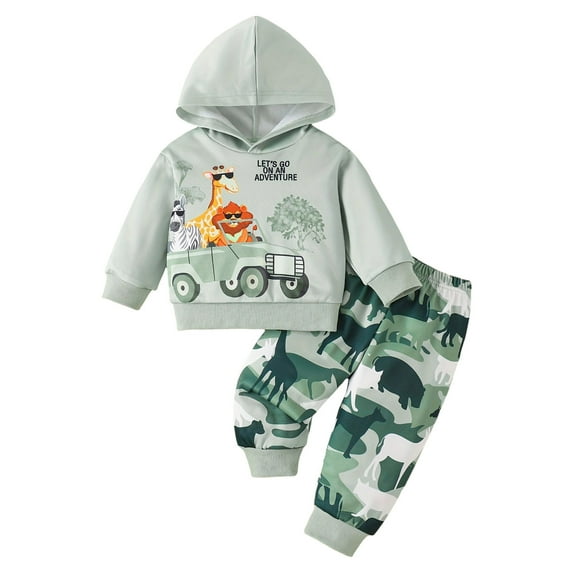 Gibobby Baby Clothes for Girls Boy Solid Color Hoodie and Sweatpants Outfit Toddler Sweatsuit(Green,18-24 Months)
