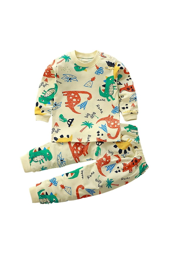 Baby Girl 2-Piece Long-Sleeve Cartoon Pajamas Soft Cotton Snug-Fit Winter Warm Jammies, Cute Bunny Holiday Lounge,Light Yellow,6-12 Months