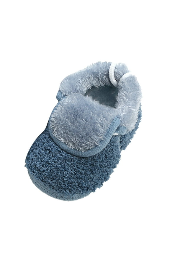 Baby Girl Booties Non Slip Faux Infant Ankle Snow Boots Newborn Toddler First Walker Winter Crib Shoes(Blue,18-24 Months)