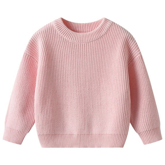 Gibobby Baby Girl Boy Knit Sweater Blouse Pullover Sweatshirt Warm Crewneck Long Sleeve Tops for Infant Toddler,Pink,6-9 Months